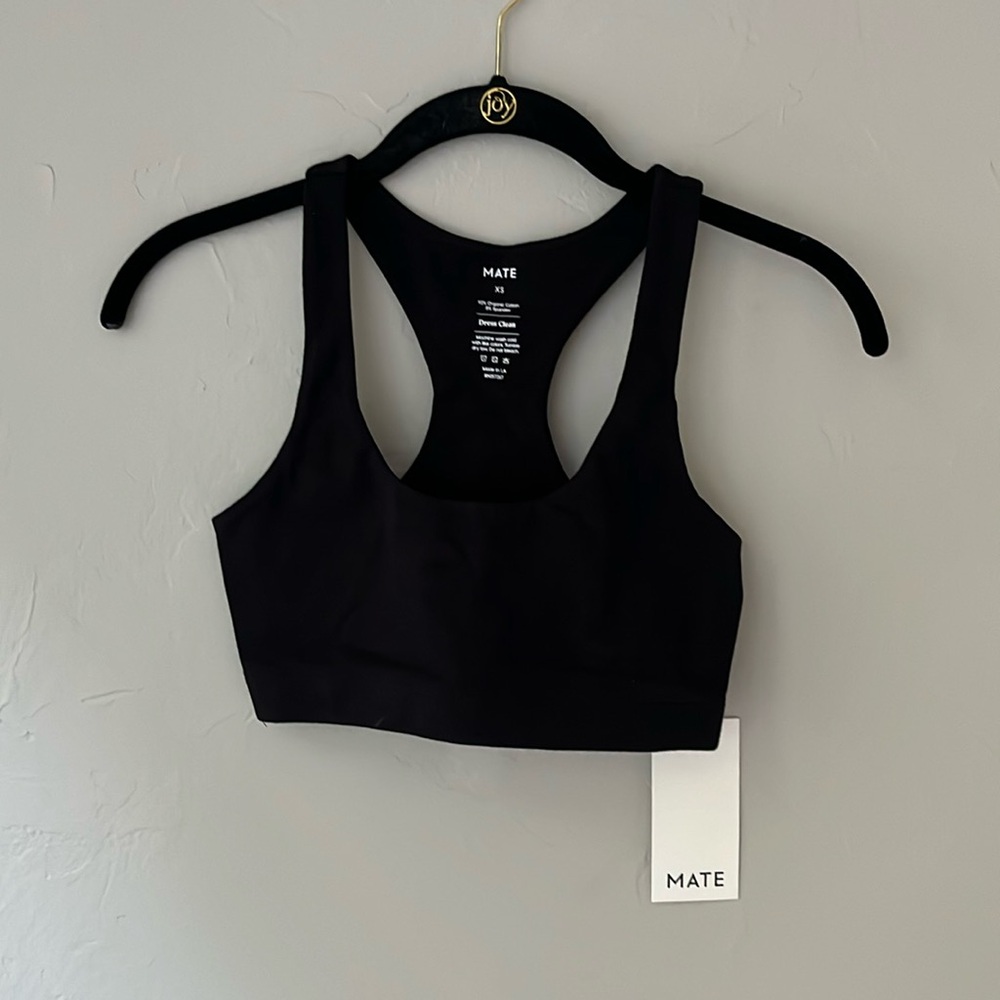 🖤MATE THE LABEL ORGANIC STRETCH SPORTS BRA JET BLACK S M L XL - Picture 4 of 5